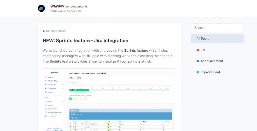 waydev-changelog