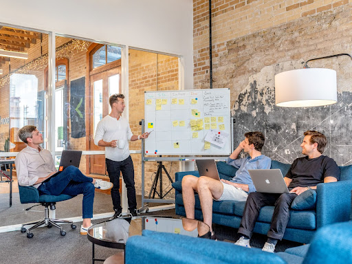 engineering team and whiteboard